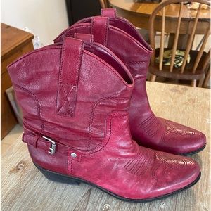 Franco Sarto Leather Western Boot Red Size 7